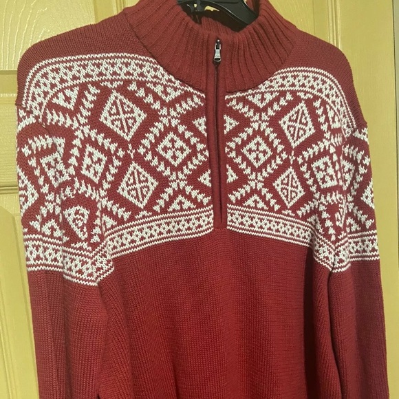 IZOD Men's Holiday Pullover Mock Neck 1/4 Zip Up Sweater Size Large - Picture 1 of 4